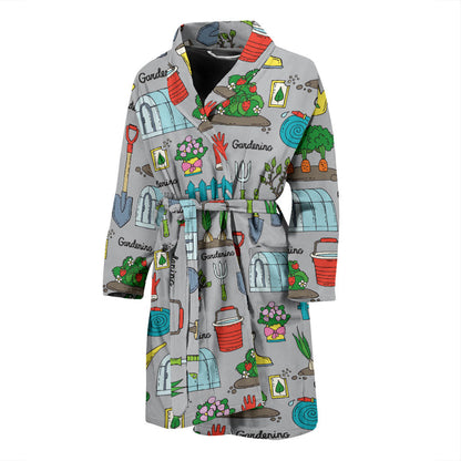 Gardening Pattern Print Design G07 Men Bathrobe
