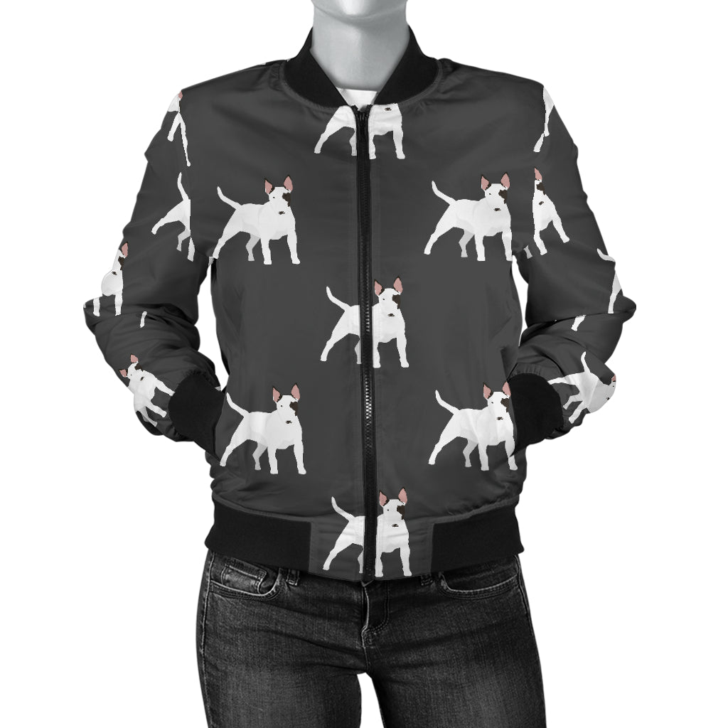 Bull Terriers Pattern Print Design 02 Women's Bomber Jacket