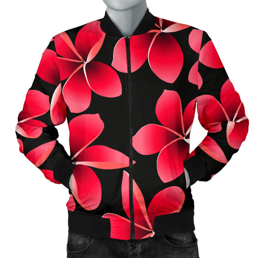Red Plumeria Pattern Print Design PM025 Men Bomber Jacket