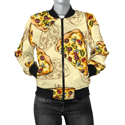 Pizza Pattern Print Design A01 Women's Bomber Jacket