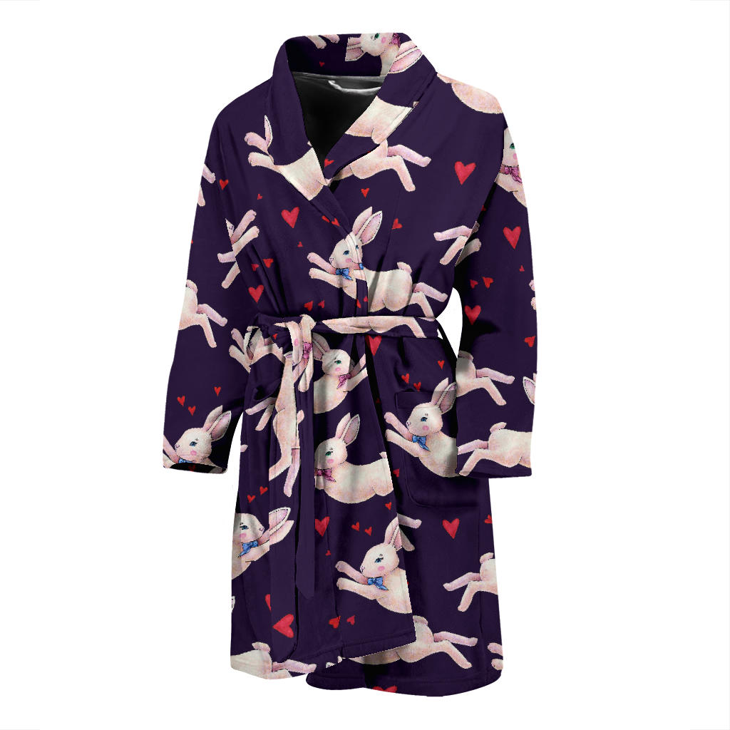 Rabbit Pattern Print Design RB016 Men Bathrobe