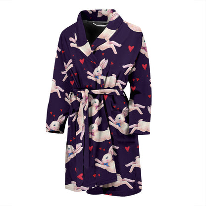 Rabbit Pattern Print Design RB016 Men Bathrobe