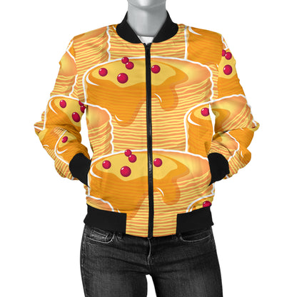 Pancake Pattern Print Design A04 Women's Bomber Jacket