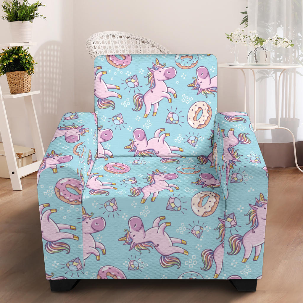 Donut Unicorn Pattern Print Design DN016 Armchair Slipcover