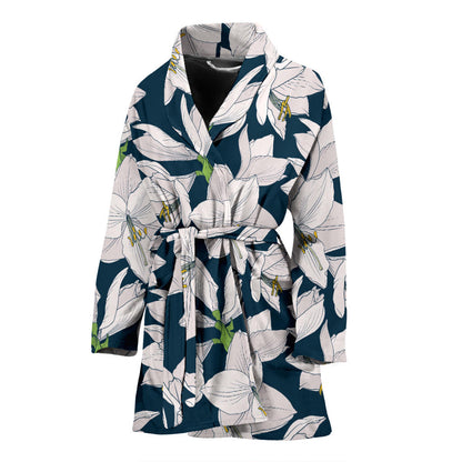 Amaryllis Pattern Print Design AL02 Women Bathrobe