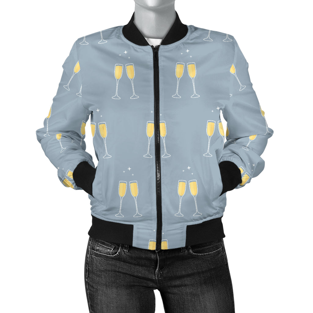Champagne Pattern Print Design 03 Women's Bomber Jacket