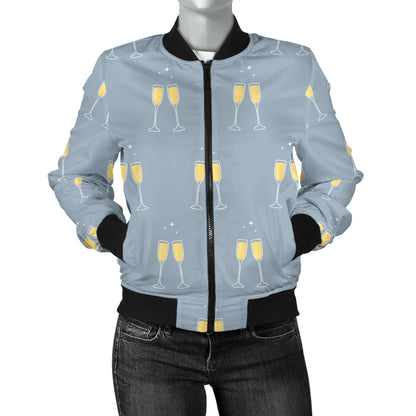 Champagne Pattern Print Design 03 Women's Bomber Jacket