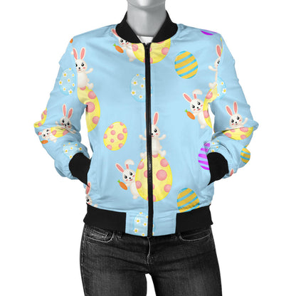 Easter Eggs Pattern Print Design RB015 Women Bomber Jacket