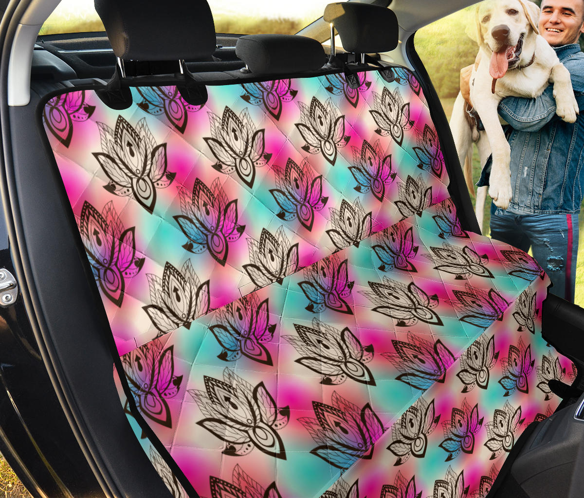 Lotus Boho Pattern Print Design LO02 Rear Dog  Seat Cover