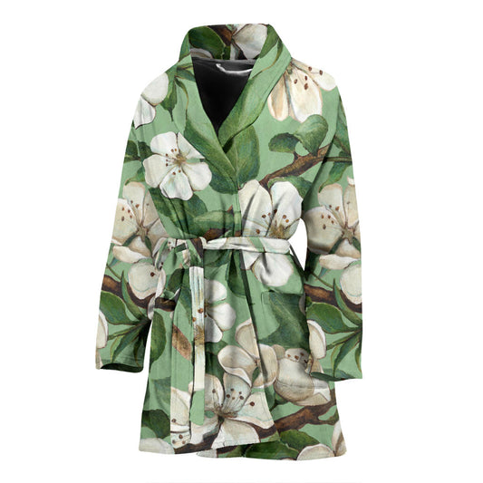 Apple blossom Pattern Print Design AB02 Women Bathrobe