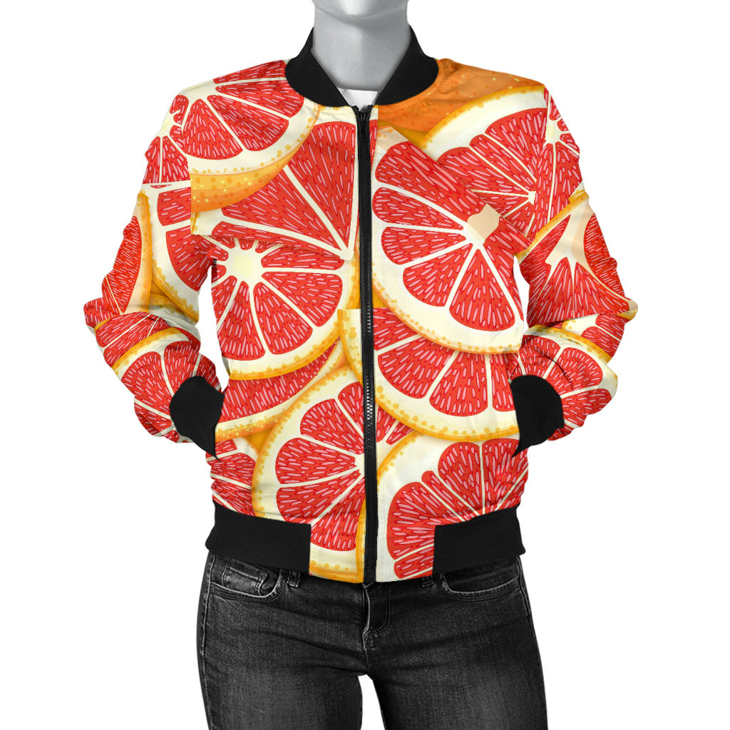Grapefruit Pattern Print Design GF02 Women Bomber Jacket