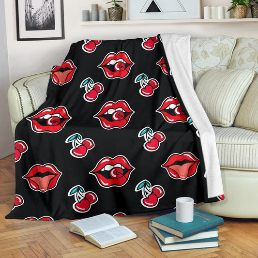 Cherry Pattern Print Design CH04 Fleece Blanket