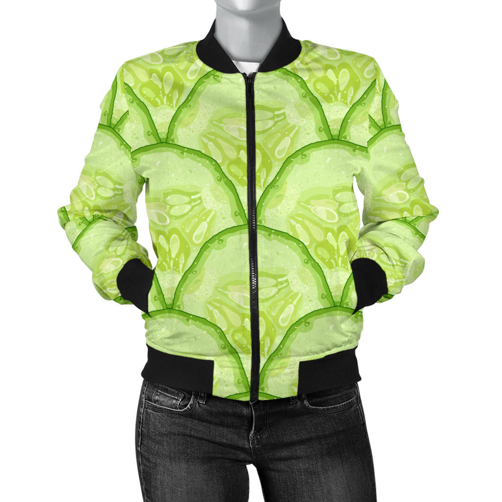 Cucumber Pattern Print Design CC04 Women Bomber Jacket