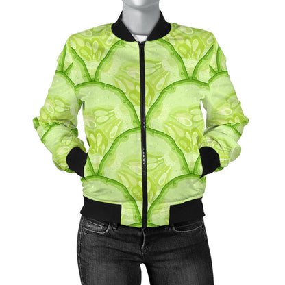Cucumber Pattern Print Design CC04 Women Bomber Jacket