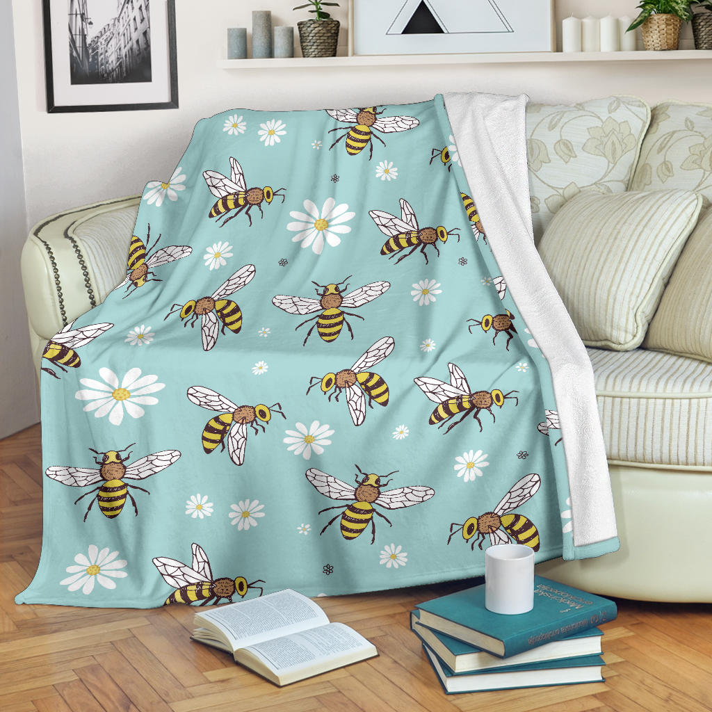 Bee Pattern Print Design BEE010 Fleece Blanket