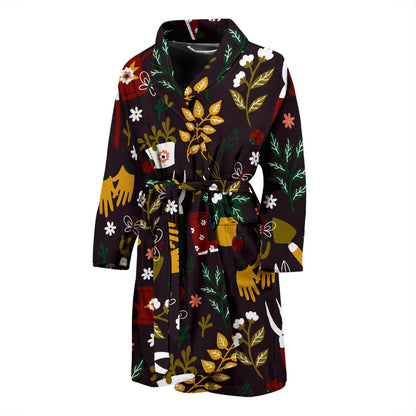 Gardening Pattern Print Design G05 Men Bathrobe