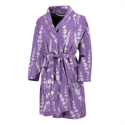 Lavender Pattern Print Design LV08 Men Bathrobe