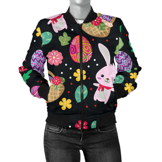 Easter Eggs Pattern Print Design RB05 Women Bomber Jacket
