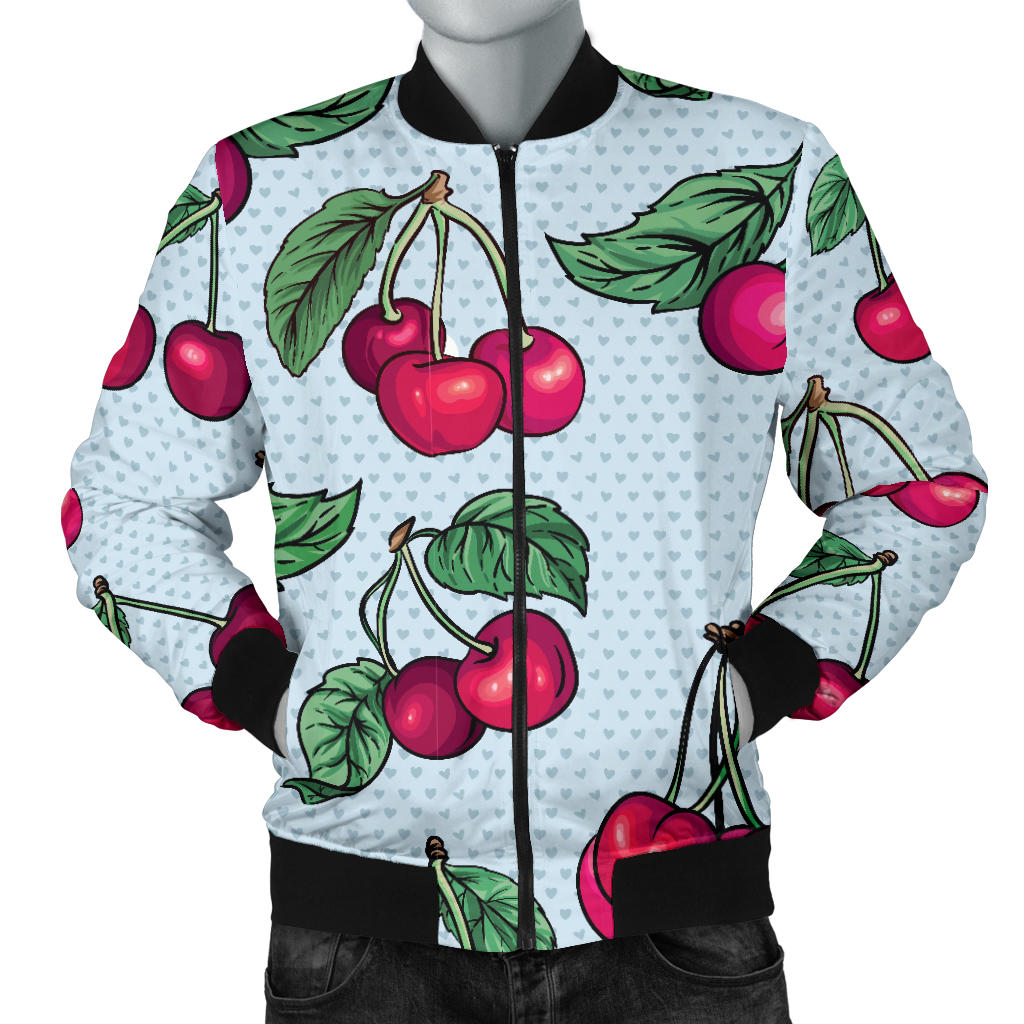 Cherry Pattern Print Design CH01 Men Bomber Jacket
