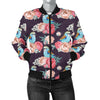 Bluebird Pattern Print Design 02 Women's Bomber Jacket