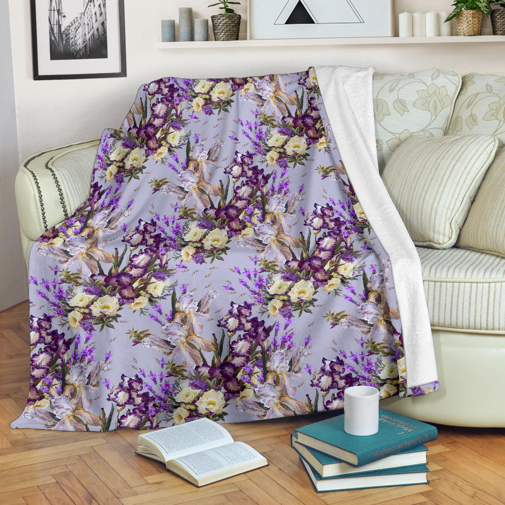 Iris Pattern Print Design IR07 Fleece Blanket