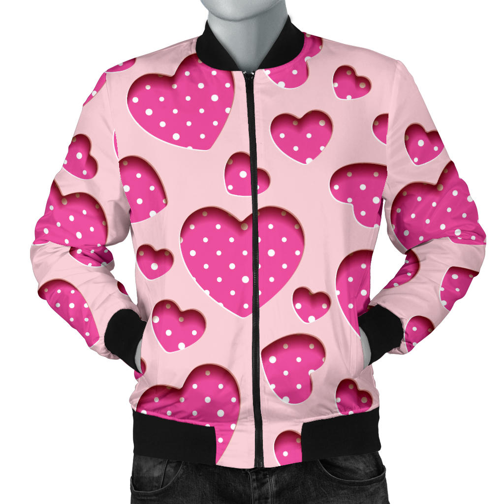 Heart Pink Pattern Print Design HE06 Men Bomber Jacket