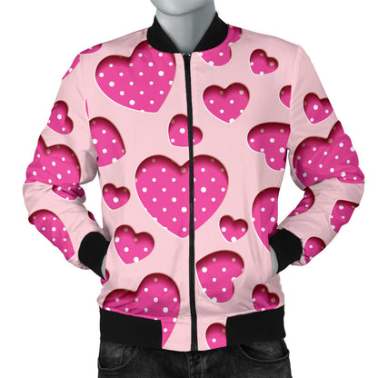 Heart Pink Pattern Print Design HE06 Men Bomber Jacket