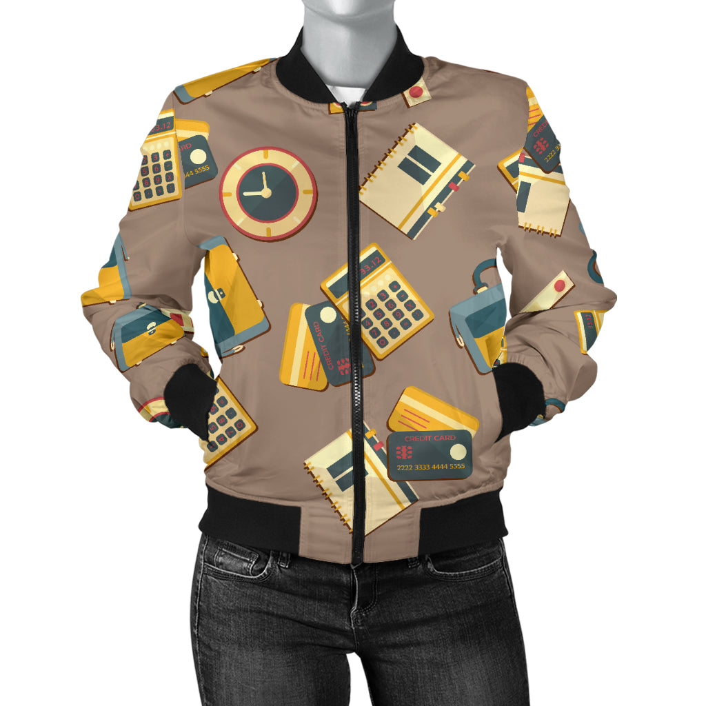 Accounting Financial Pattern Print Design 03 Women's Bomber Jacket