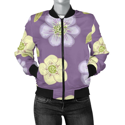 Anemone Pattern Print Design AM013 Women Bomber Jacket