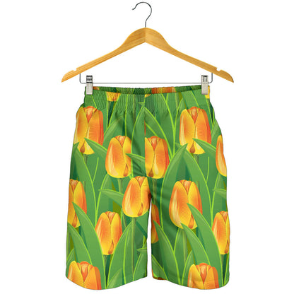 Tulip Orange Pattern Print Design TP07 Mens Shorts