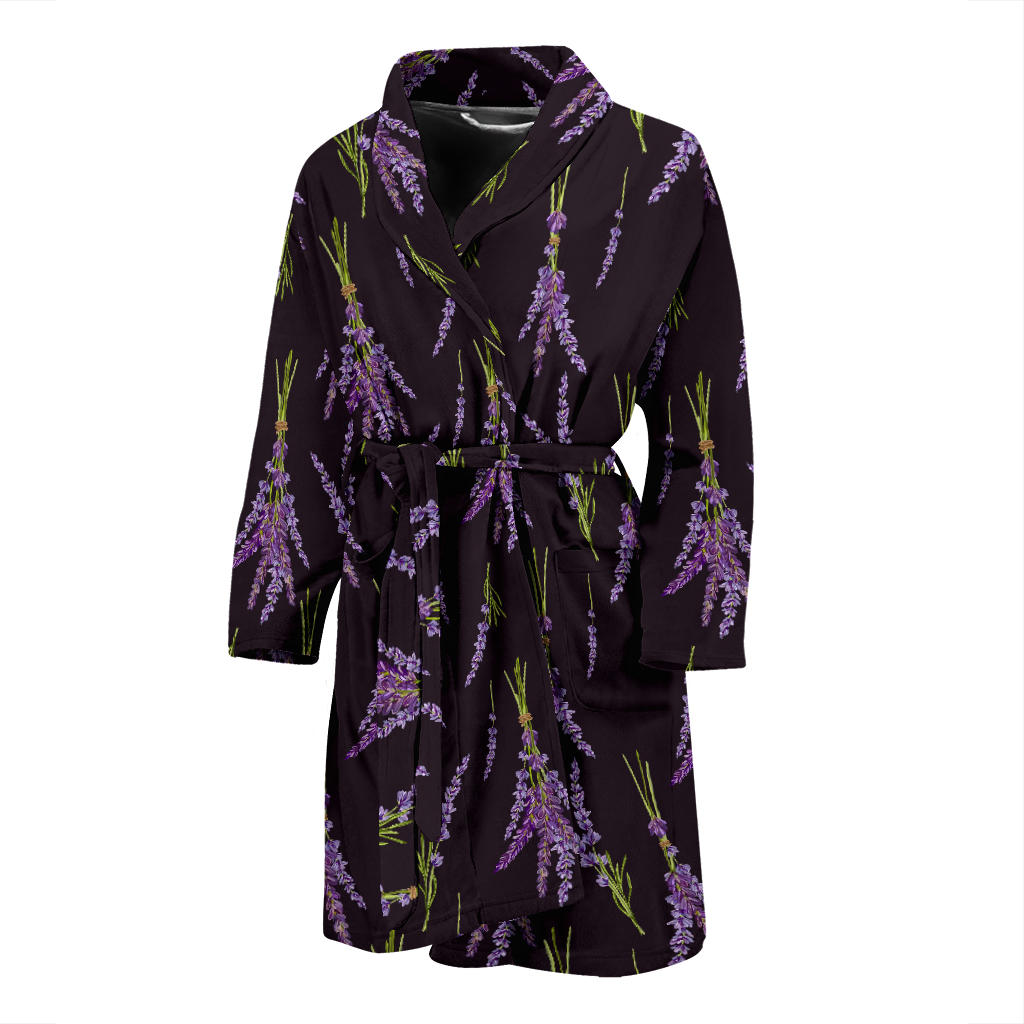 Lavender Pattern Print Design LV05 Men Bathrobe