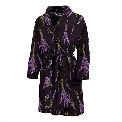 Lavender Pattern Print Design LV05 Men Bathrobe