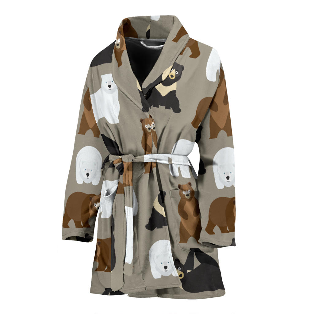 Bear Pattern Print Design BE03 Women Bathrobe