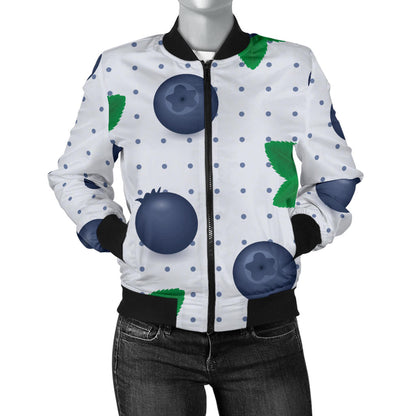 Blueberry Pattern Print Design BB02 Women Bomber Jacket