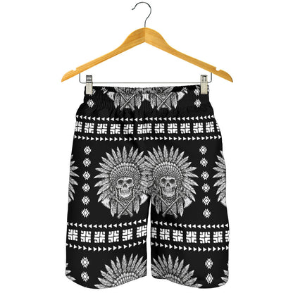 Native American Indian Skull Mens Shorts