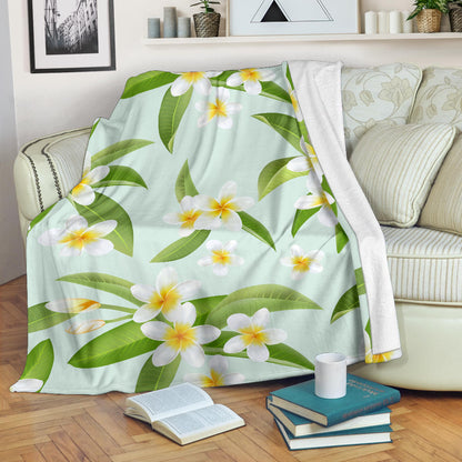Yellow Plumeria Pattern Print Design PM024 Fleece Blanket