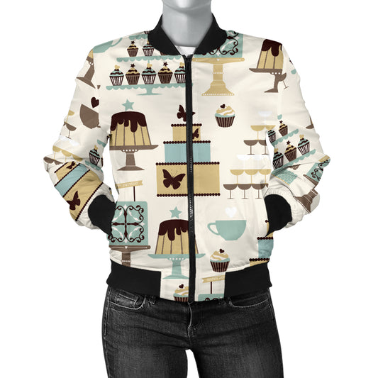 Cake Pattern Print Design 02 Women's Bomber Jacket