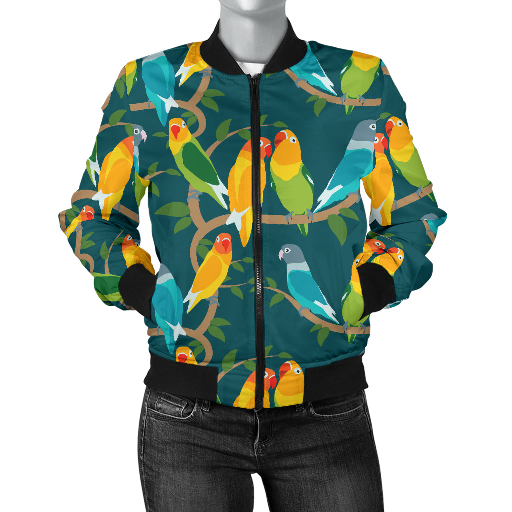 Lovebird Pattern Print Design 02 Women's Bomber Jacket