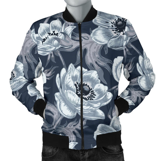 Anemone Pattern Print Design AM09 Men Bomber Jacket