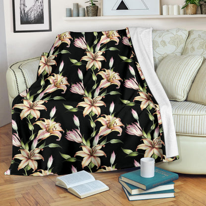 Lily Pattern Print Design LY05 Fleece Blanket