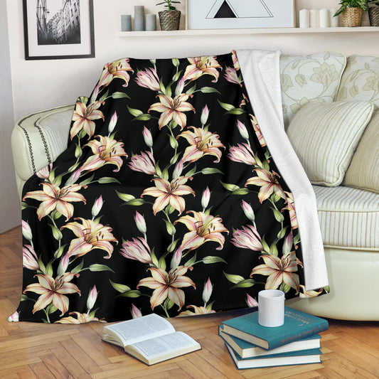 Lily Pattern Print Design LY05 Fleece Blanket