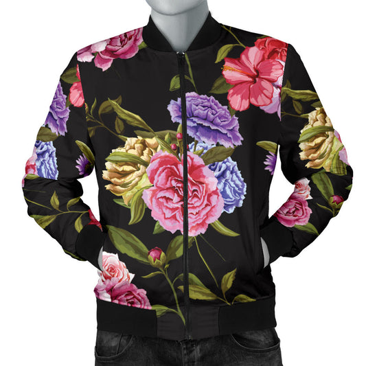 Carnations Pattern Print Design CN05 Men Bomber Jacket