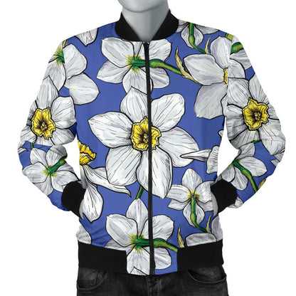 Daffodils Pattern Print Design DF08 Men Bomber Jacket