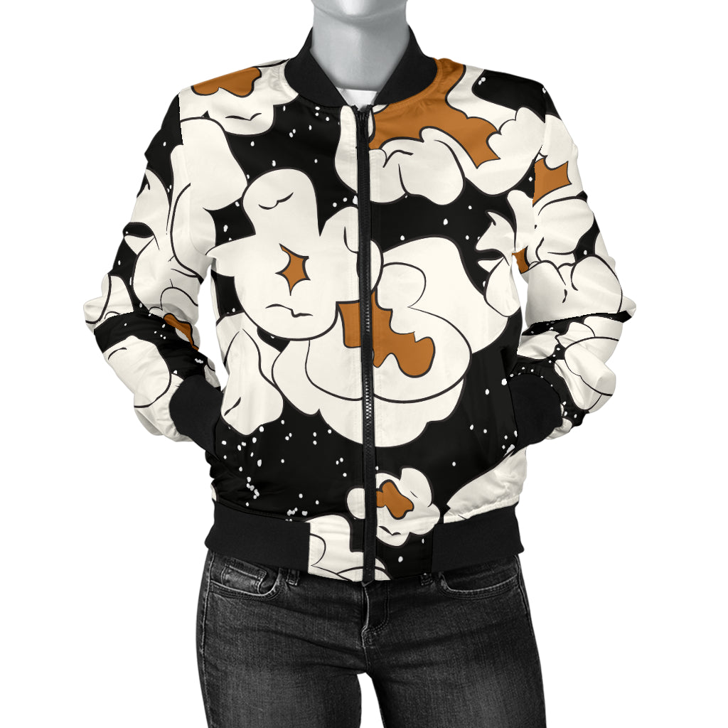 Popcorn Pattern Print Design A02 Women's Bomber Jacket