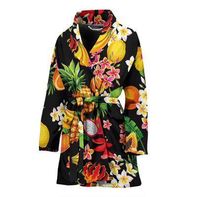 Tropical Fruits Pattern Print Design TF02 Women Bathrobe