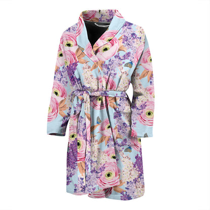 Lilac Pattern Print Design LI03 Men Bathrobe