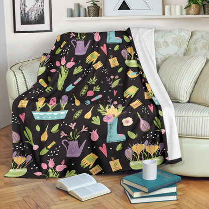 Gardening Pattern Print Design G03 Fleece Blanket