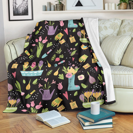 Gardening Pattern Print Design G03 Fleece Blanket