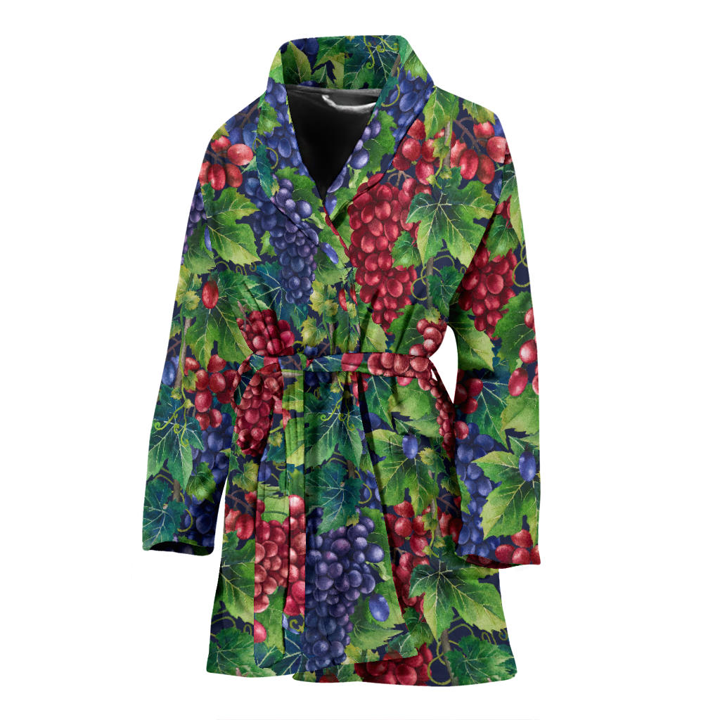 Grape Pattern Print Design GP02 Women Bathrobe