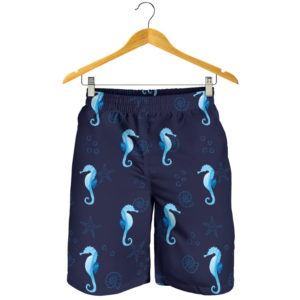 SeaHorse Blue neon Pattern Print Design 03 Mens Shorts